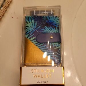 ELLE Blue and Gold Stick-On Wallet Made In Paris leather Boxed
